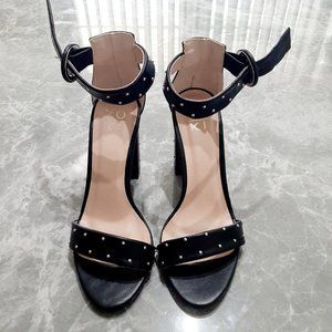 Women's Friday Faux Leather Open Toe Casual Strappy Block Heel Shoes SZ 6